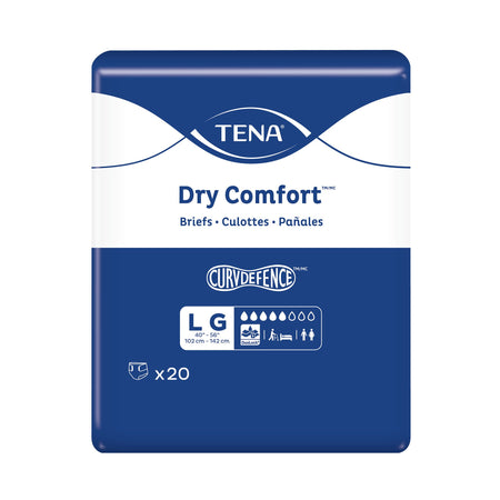 Essity 67430 TENA Dry Comfort Incontinence Brief, Large, Blue, Moderate Absorbency