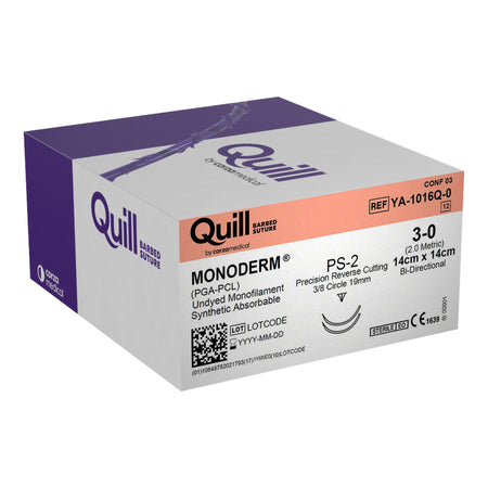 Surgical Specialties YA-1016Q-0 Quill Monoderm Polyglycolic Acid / PCL, Precision Reverse Cutting Needle