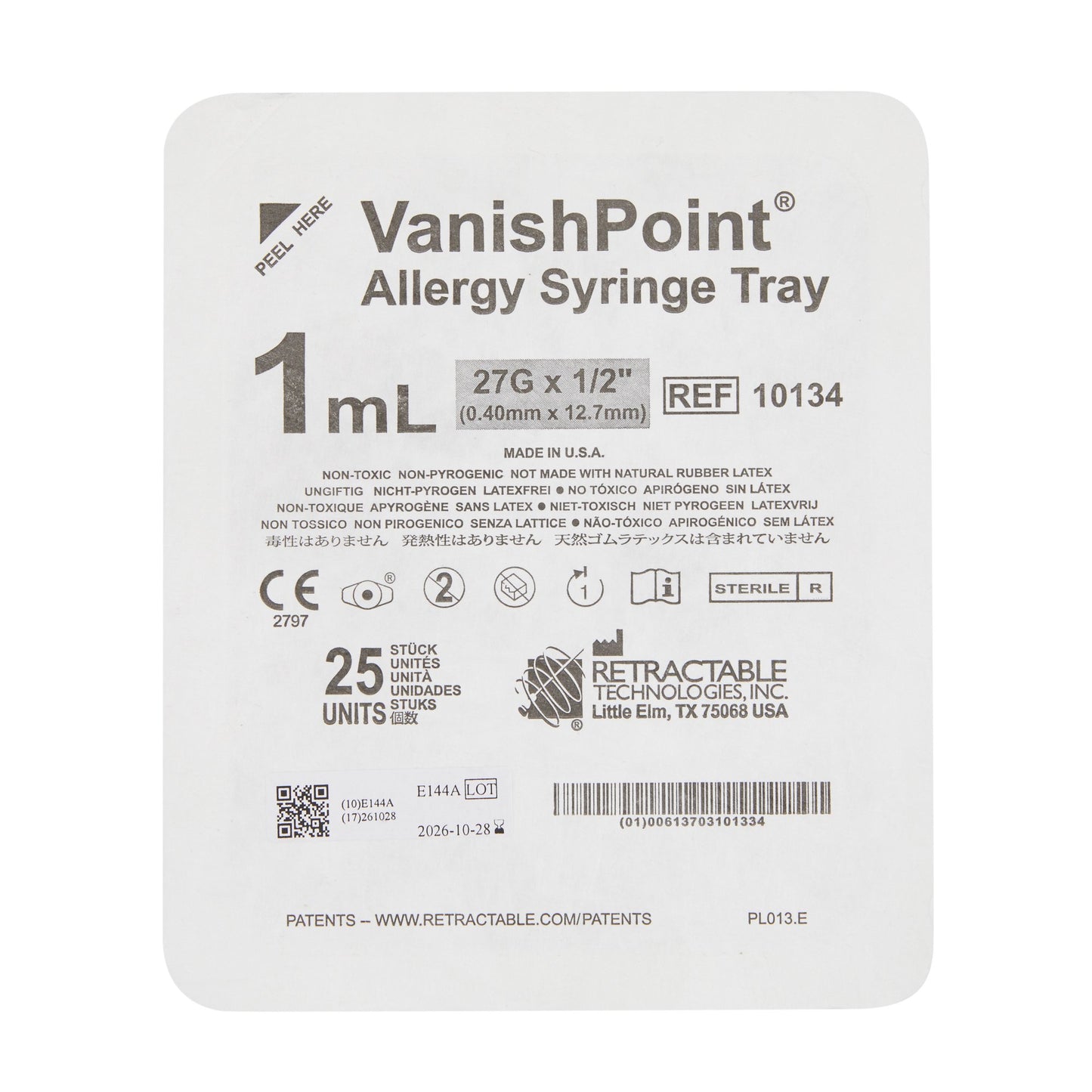 VanishPoint® Safety Allergy Tray