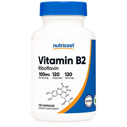 Dietary Supplement nutricost® Vitamin B2 Riboflavin Vitamin B2 100 mg Strength Capsule 120 Per Bottle