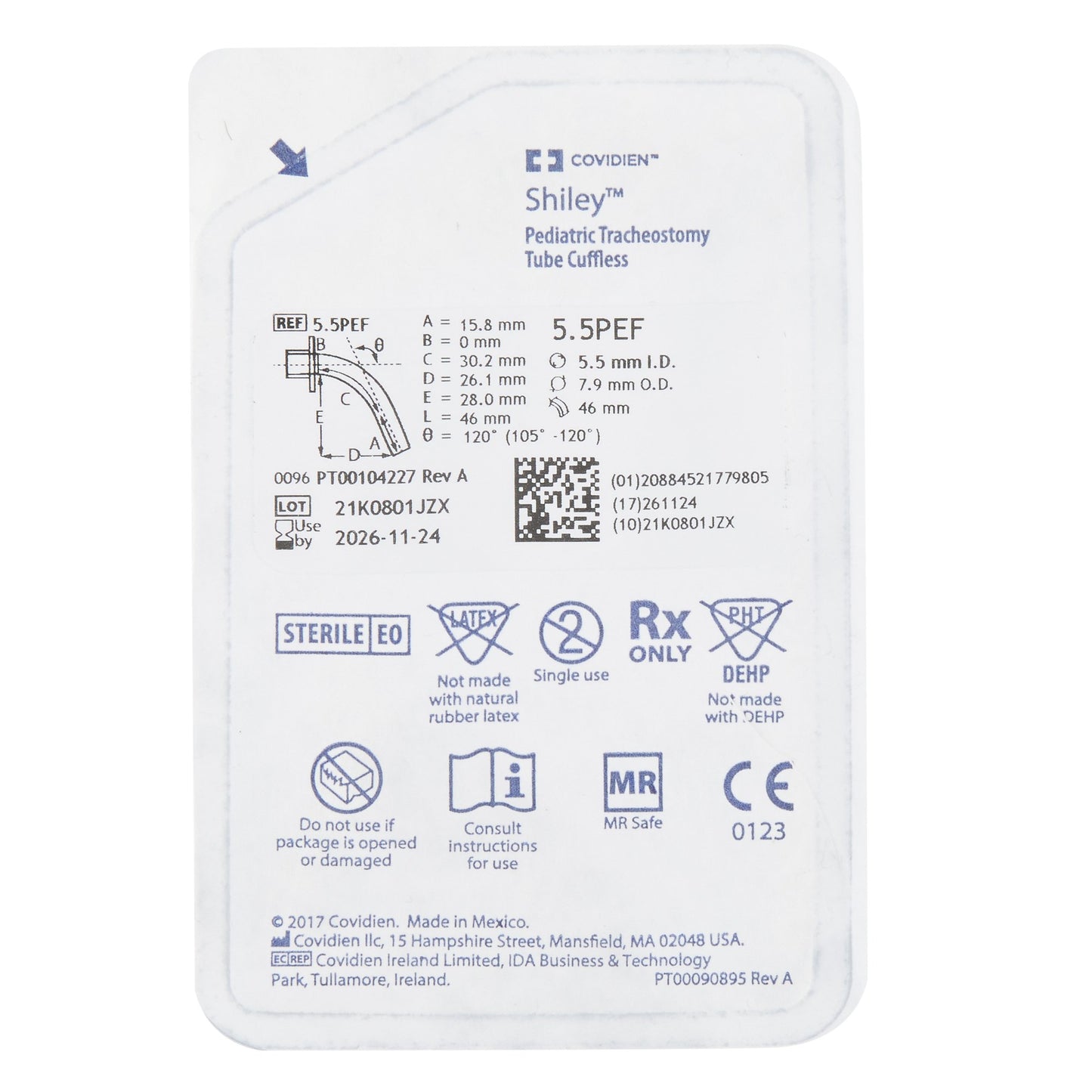 Uncuffed Tracheostomy Tube Shiley™ Size 5.5 Pediatric