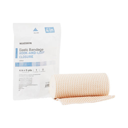 McKesson 16-1033-4-STR Hook and Loop Closure Elastic Bandage, 4 Inch x 5 Yard
