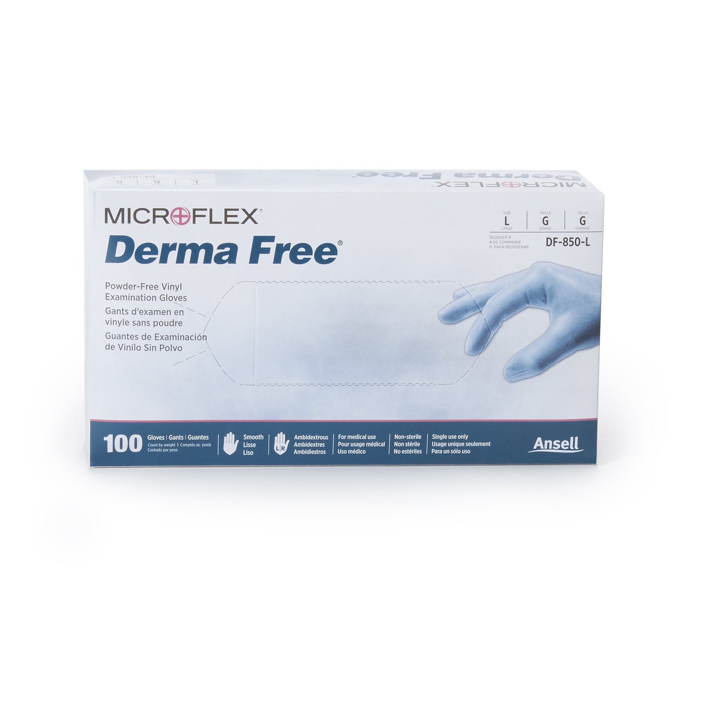 Derma Free™ Vinyl Exam Glove, Large, Clear