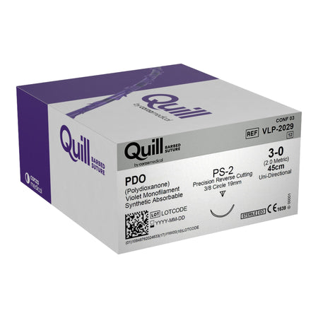 Surgical Specialties VLP-2029 Quill Polydioxanone Absorbable Barbed Suture with Needle, Size 3-0