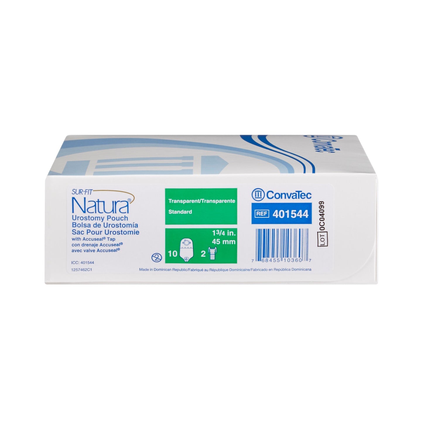 Convatec 401544 Sur-Fit Natura® Two-Piece Transparent Urostomy Pouch, 1¾ Inch Flange