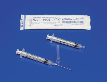 Monoject 3 mL Syringe with Hypodermic Needle, 25 Gauge, 5/8 Inch Needle Length by Cardinal product image