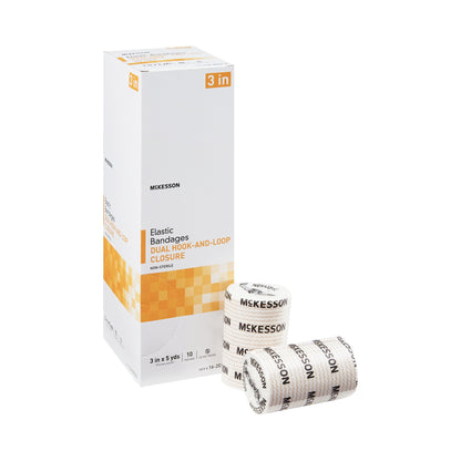 McKesson Double Hook and Loop Closure Elastic Bandage, 3 Inch x 5 Yard