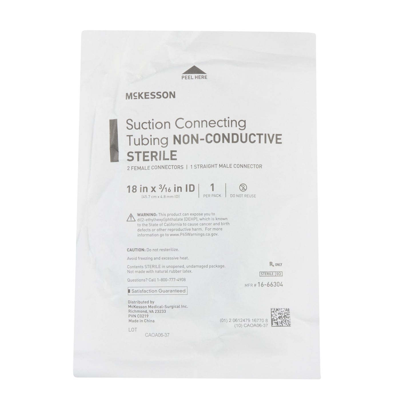 McKesson Suction Tubing, 0.188 Inch Inner Diameter, 18 Inch Length