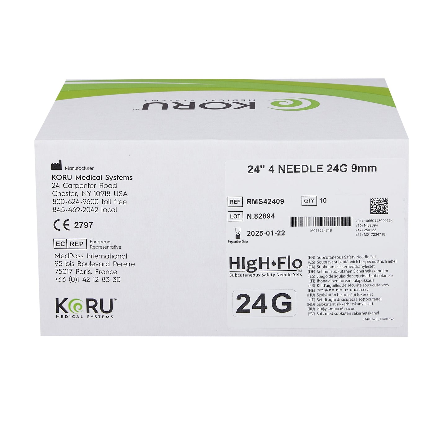 Sub-Q Infusion Set HIgH-Flo™4 24 Gauge X 4 9 mm 24 Inch Tubing Without Port