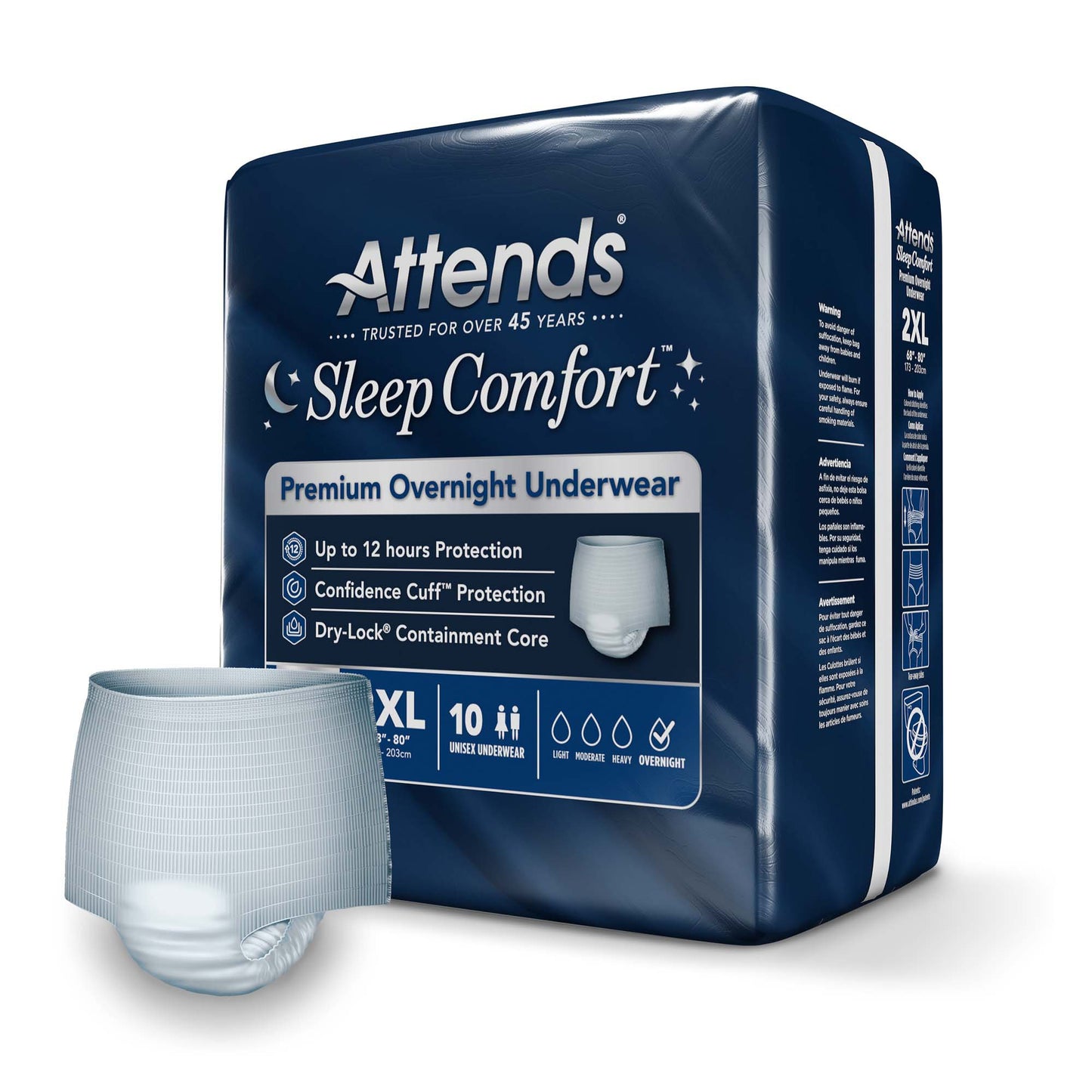 Attends® Sleep Comfort Premium Overnight Underwear, 2X-Large, 68 – 80 Inches