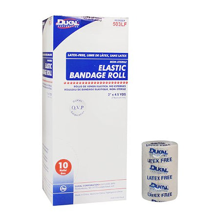 Dukal 503LF Clip Detached Closure Elastic Bandage, 3 Inch x 4-1/2 Yard