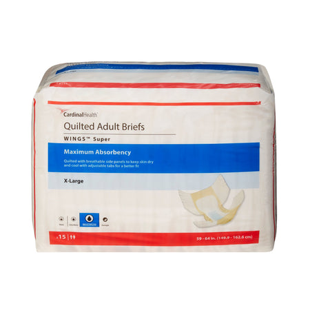 Cardinal 87085 Wings Super Quilted Maximum Absorbency Incontinence Brief, Extra Large