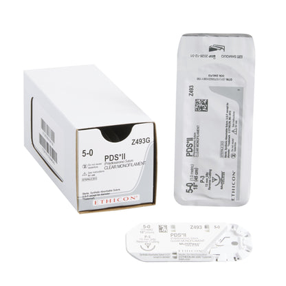 Ethicon Z493G Absorbable Suture with Needle PDS™ II Polydioxanone P-3 3/8 Circle Precision Reverse Cutting Needle Size 5-0 Monofilament