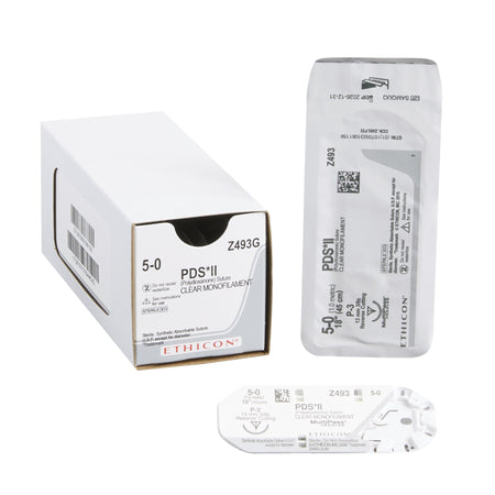 Ethicon Z493G PDS II Polydioxanone Absorbable Suture with Needle, Size 5-0