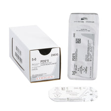 Ethicon Z493G Absorbable Suture with Needle PDS™ II Polydioxanone P-3 3/8 Circle Precision Reverse Cutting Needle Size 5-0 Monofilament