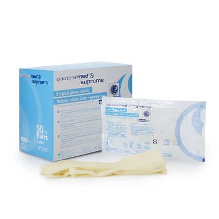 Sempermed SPFP800 Supreme Latex Surgical Glove, Size 8, Ivory