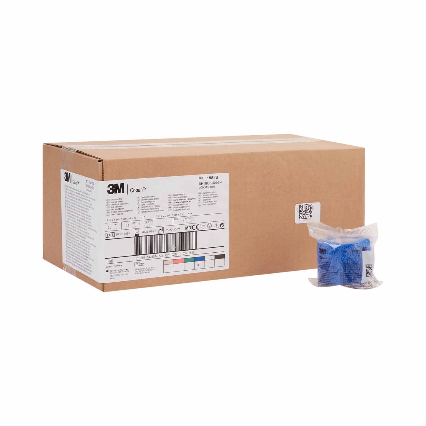 3M™ Coban™ Self-adherent Closure Cohesive Bandage, 2 Inch x 5 Yard, Blue