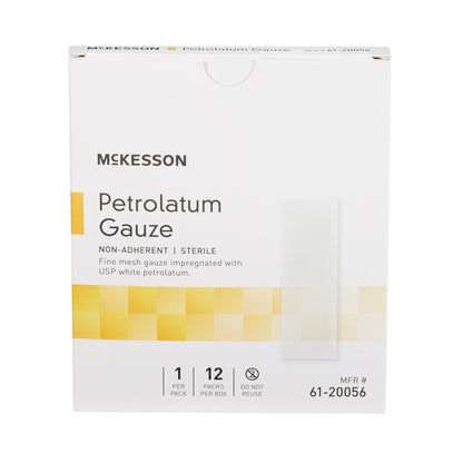 In stock McKesson 61-20056 sterile 3x9 petrolatum gauze dressings ready for dispatch from Lexicon Medical Supply in Tucson, AZ.