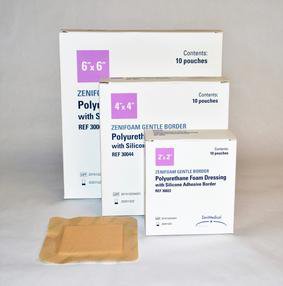 Focus Health Group 30022 Zenifoam Gentle Border Foam Dressing, 2 x 2 Inch