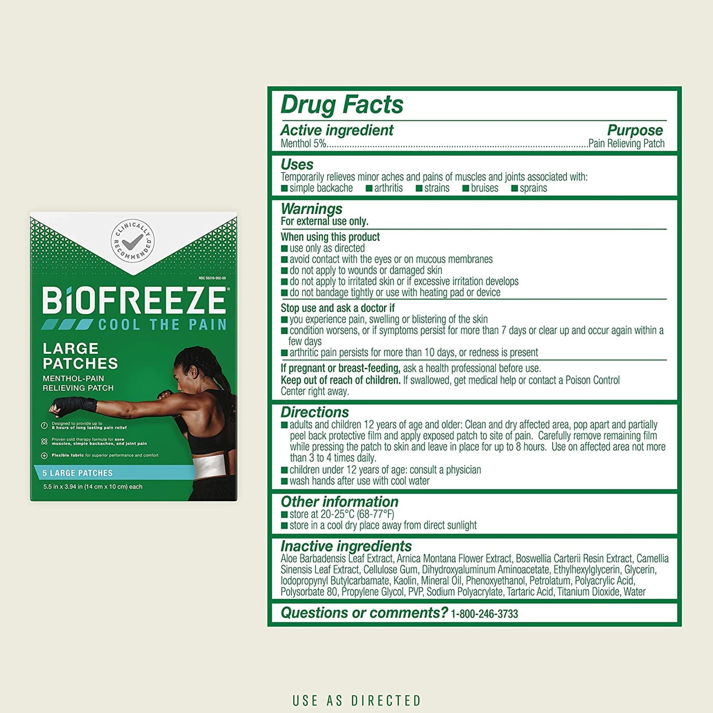 Biofreeze® Menthol Pain Relief Patches, Large