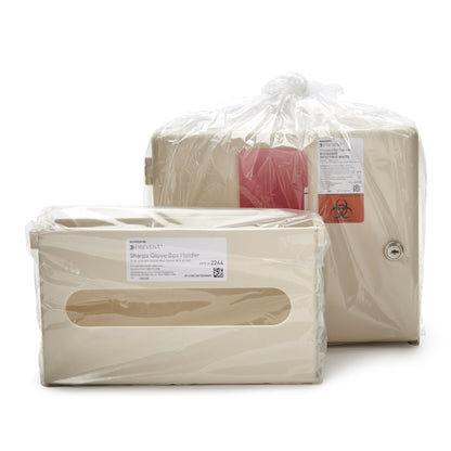 McKesson Prevent® Sharps Wall Cabinet with Glove Box, 12¼ x 4¾ x 15 Inch