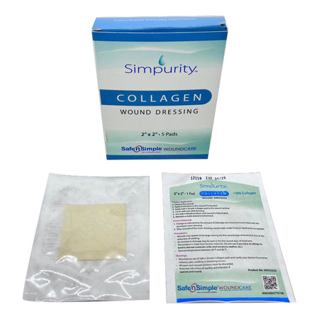 Safe N Simple SNS52222 Collagen Dressing Simpurity 2 X 2 Inch Square Sterile