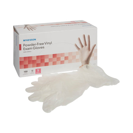 McKesson 14-134 Vinyl Exam Glove, Small, Clear