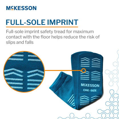 Slipper Socks McKesson Unisex Adult One Size Fits Most Double Tread Single Patient Use Teal