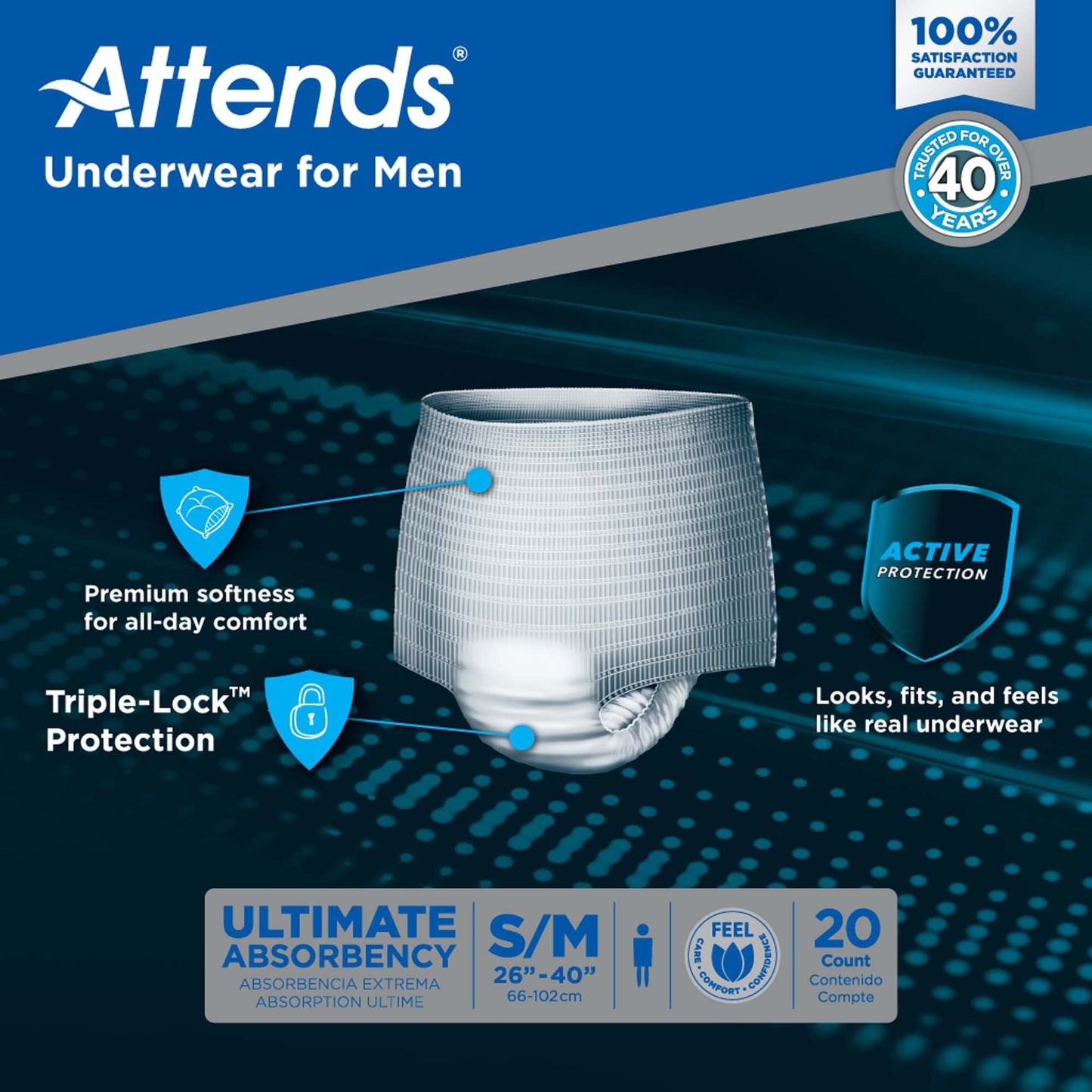 Attends® Discreet Men's Underwear, Level 5, Small / Medium