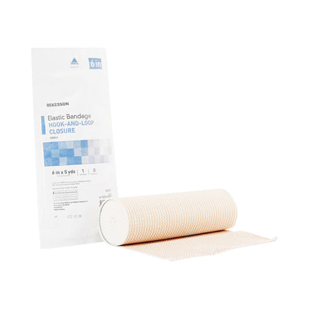 McKesson 16-1033-6-STR Hook and Loop Closure Elastic Bandage, 6 Inch x 5 Yard