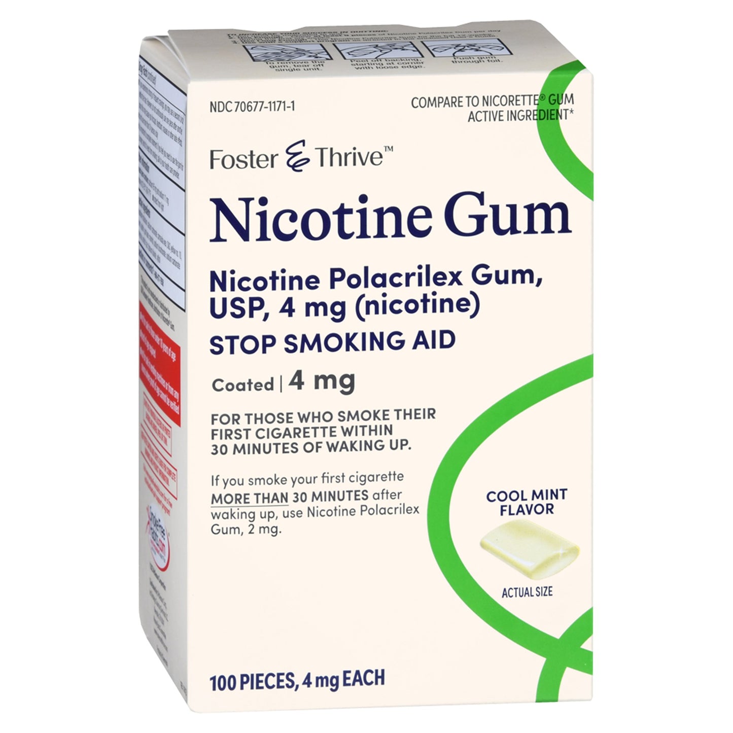 Foster & Thrive™ Nicotine Polacrilex 4 mg (Nicotine) Gum, Cool Mint Flavor