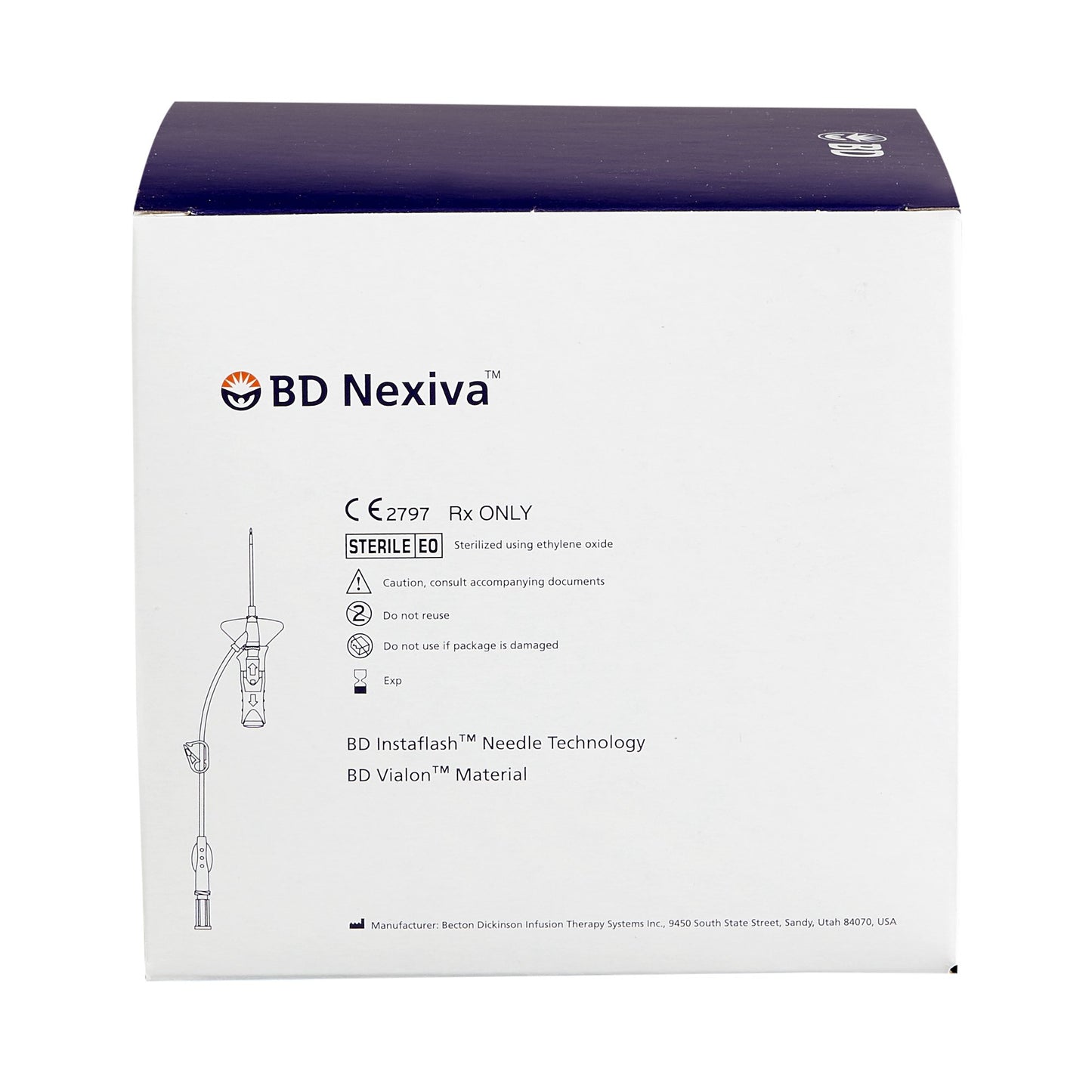BD 383512 Closed IV Catheter Nexiva™ 22 Gauge 1 Inch Vialon Biomaterial Winged Hub Blood Control