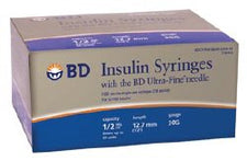 Embecta 328466 Standard Insulin Syringe with Needle Ultra-Fine™ 0.5 mL 1/2 Inch 30 Gauge NonSafety Regular Wall