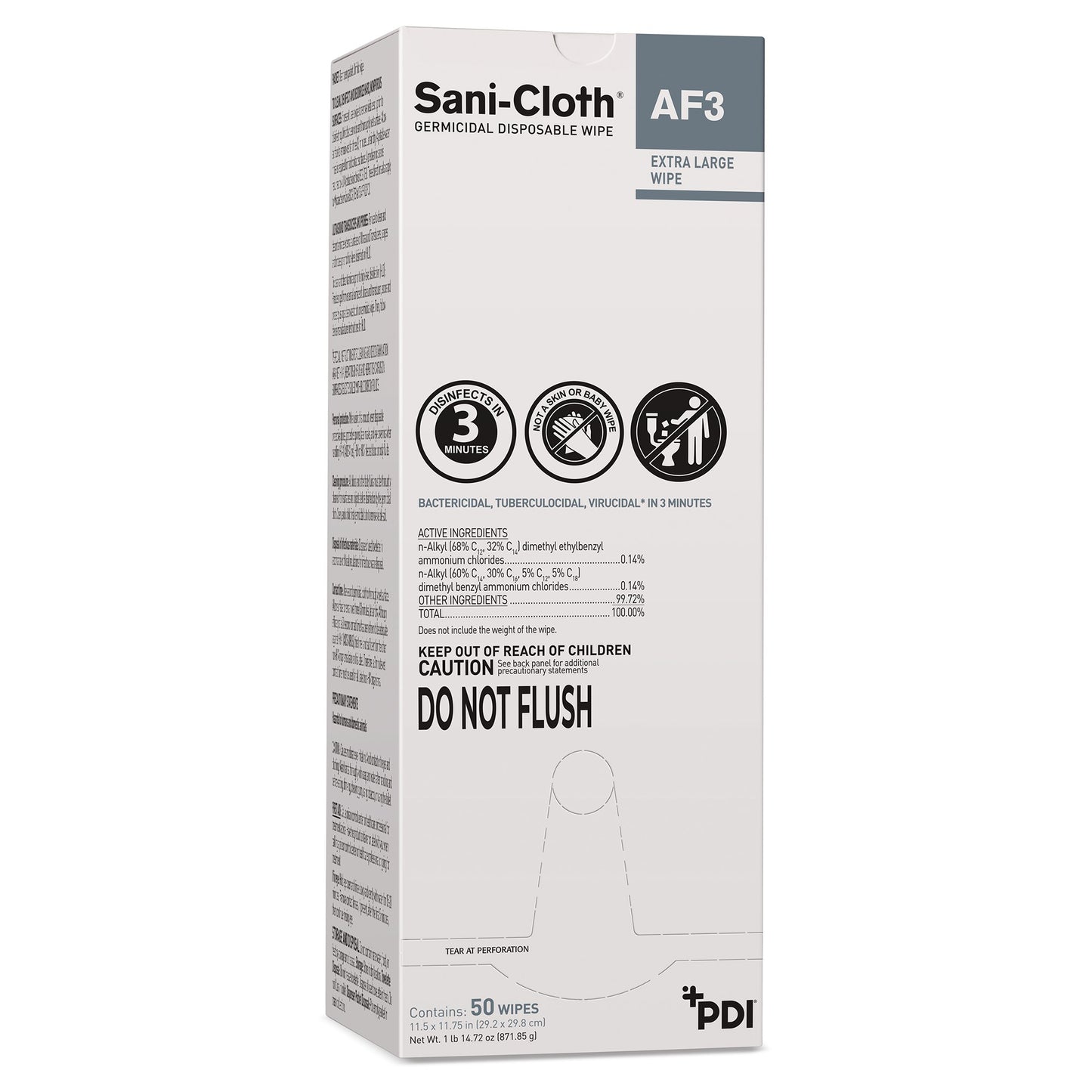 Sani-Cloth® AF3 Germicidal Extra Large Disinfectant Wipes, 11.5 x 11.75 Inch