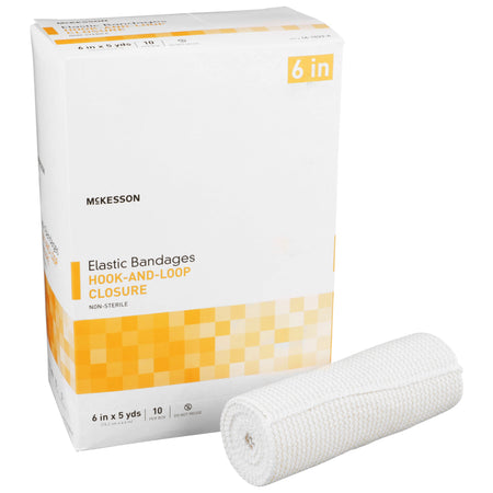 McKesson 16-1033-6 Hook and Loop Closure Elastic Bandage, 6 Inch x 5 Yard