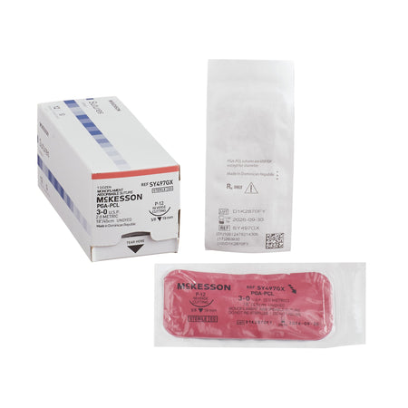 McKesson SY497GX Polyglycolic Acid / PCL Absorbable Suture with Needle, P-12 Precision Reverse Cutting