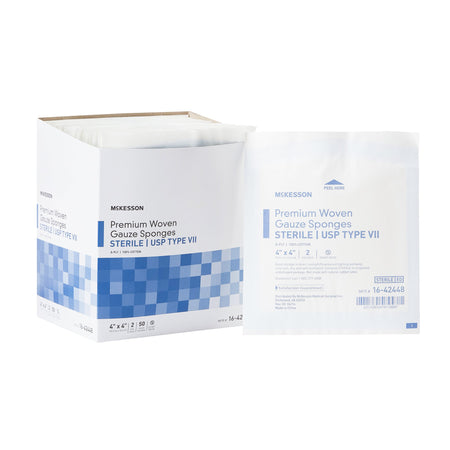 McKesson 16-42448 Sterile USP Type VII Gauze Sponge, 4 x 4 Inch, 8-Ply
