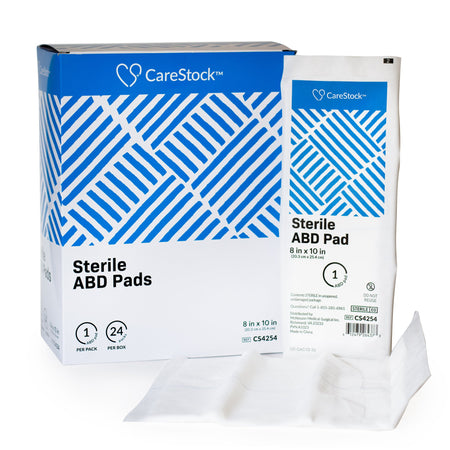 CareStock CS4254 Sterile Abdominal Pad, 8 x 10 Inch – Nonwoven Cellulose ABD Pads