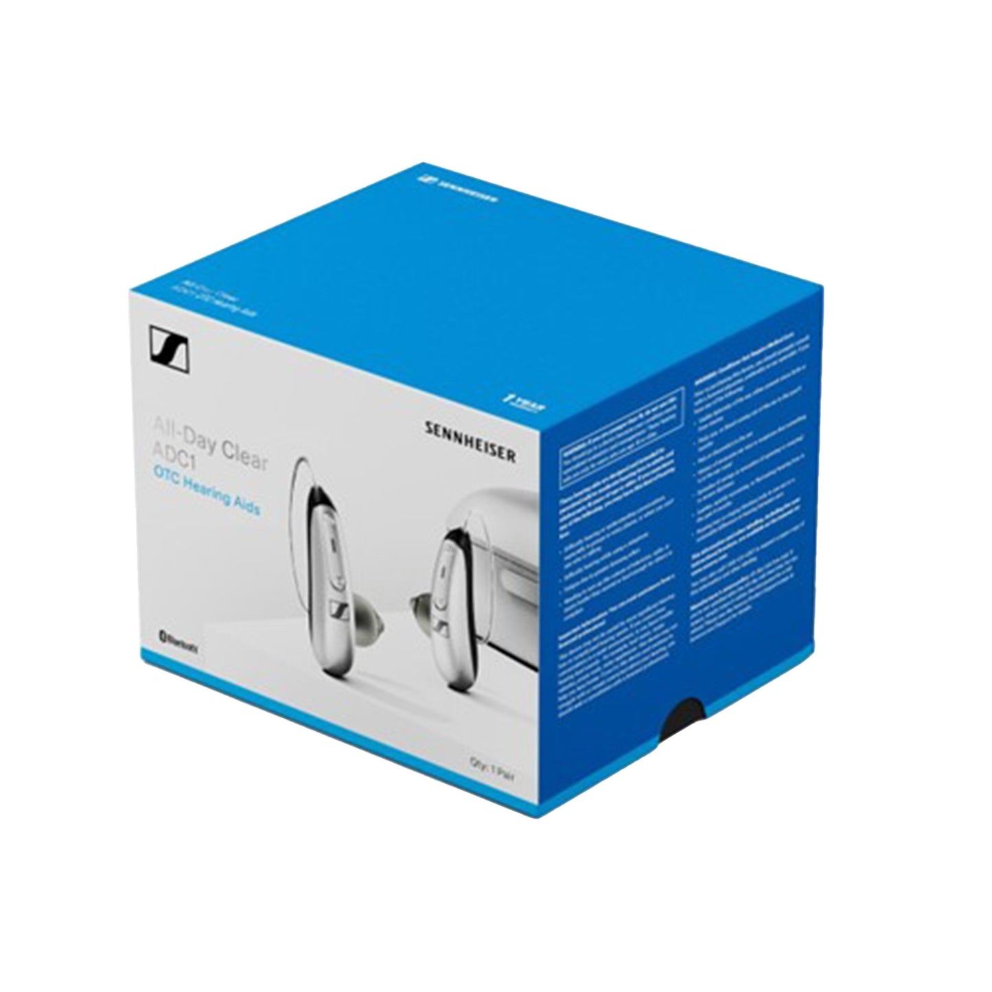 Sennheiser All-Day Clear OTC Hearing Aid, Silver/Black