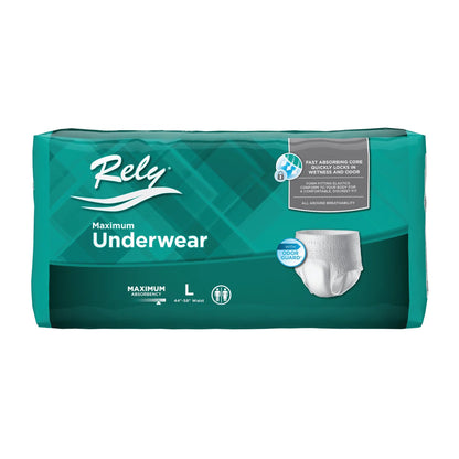 Absorbent Underwear Rely® Maximum Pull On with Tear Away Seams Adult Large Unisex Disposable Heavy Absorbency