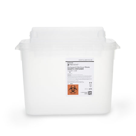 McKesson 2270 Prevent Clear Sharps Container, 5.4-Quart, 11 x 12 x 4-3/4 Inch
