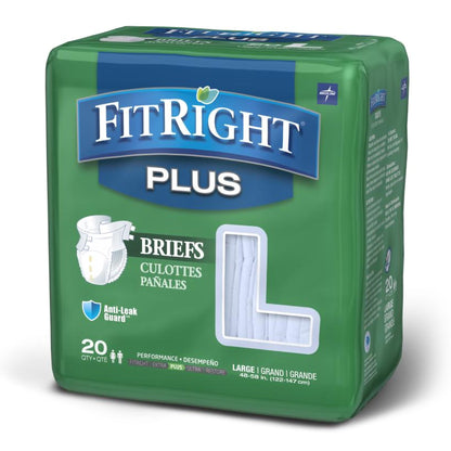 Incontinence Brief FitRight™ Plus Adult Large Unisex Disposable Moderate Absorbency