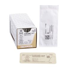 Absorbable Suture with Needle GUT CHROMIC Chromic Gut G-3 3/8 Circle Reverse Cutting Needle Size 5-0 Monofilament