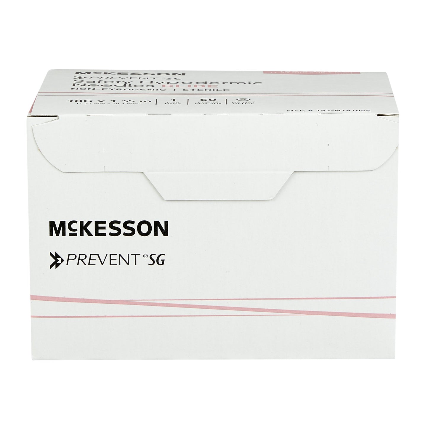 McKesson Prevent SG Safety Hypodermic Needle, 18 Gauge, 1-1/2 Inch