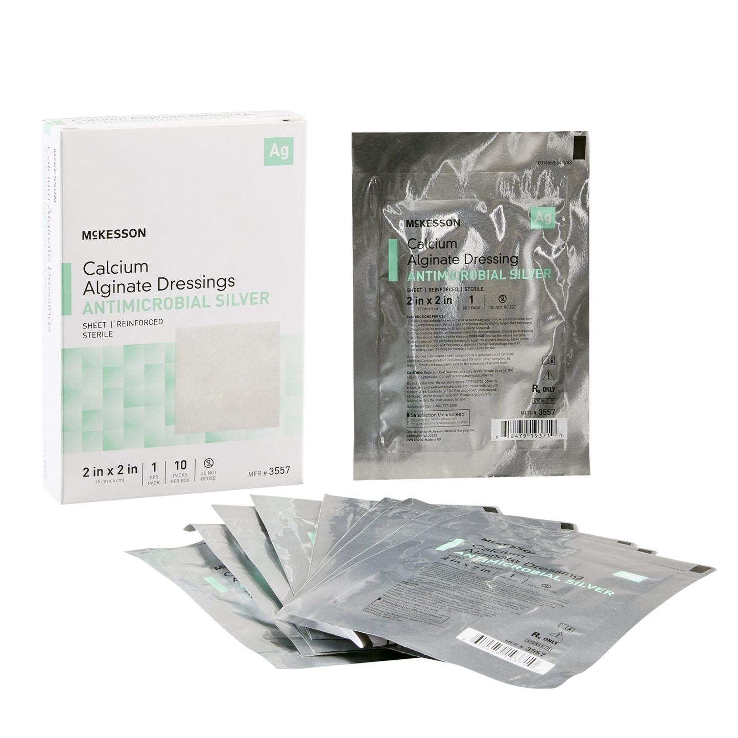 McKesson Calcium Alginate Dressing with Silver, 2 x 2 Inch