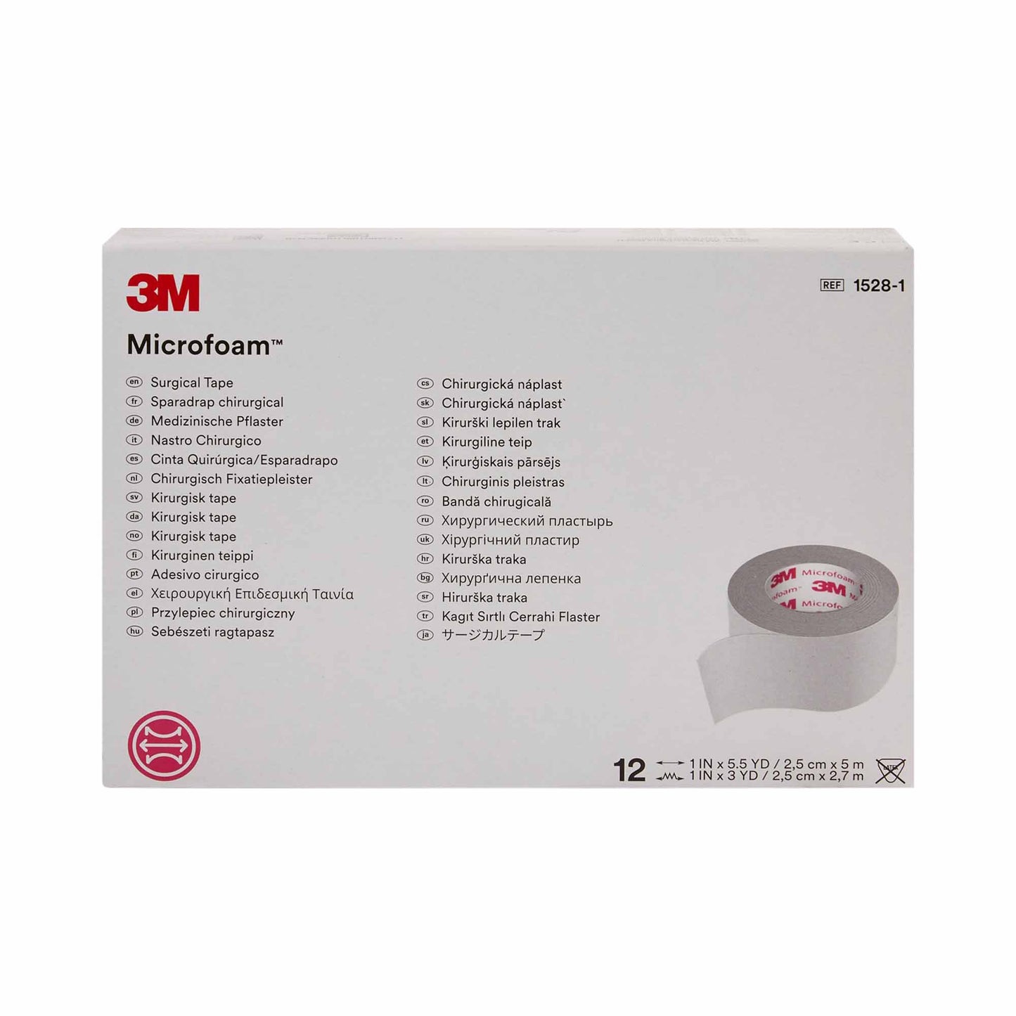 3M™ Microfoam™ Foam / Acrylic Adhesive Medical Tape, 1 Inch x 5-1/2 Yard, White