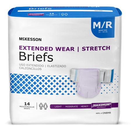 McKesson ONBMR Extended Wear Maximum Absorbency Incontinence Brief, Medium