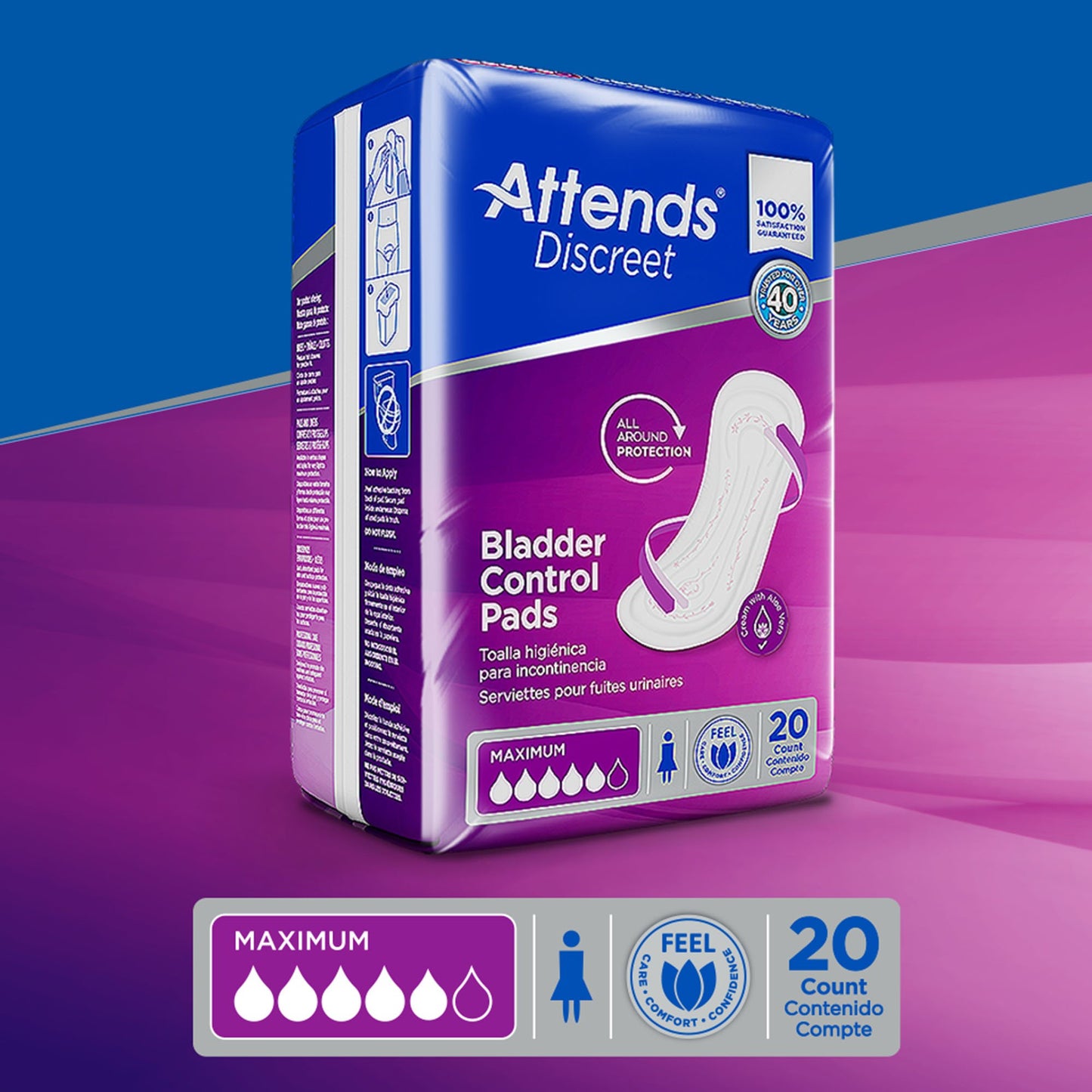 Attends® Discreet Women's Maximum Bladder Control Pad, 13-Inch Length