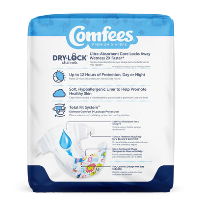 Attends Comfees Premium Diapers, Unisex, Baby, Tab Closure, Size 5, Kid Design