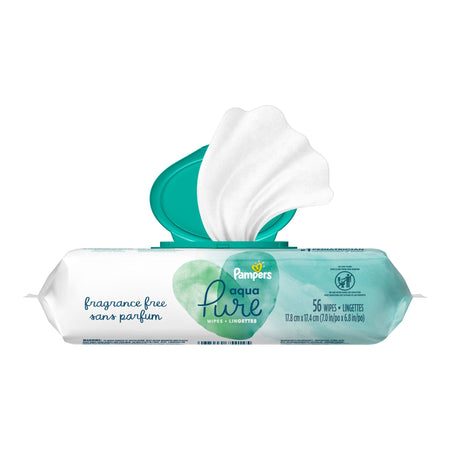 Baby Wipe Pampers® Aqua Pure® Soft Pack Unscented 56 Count